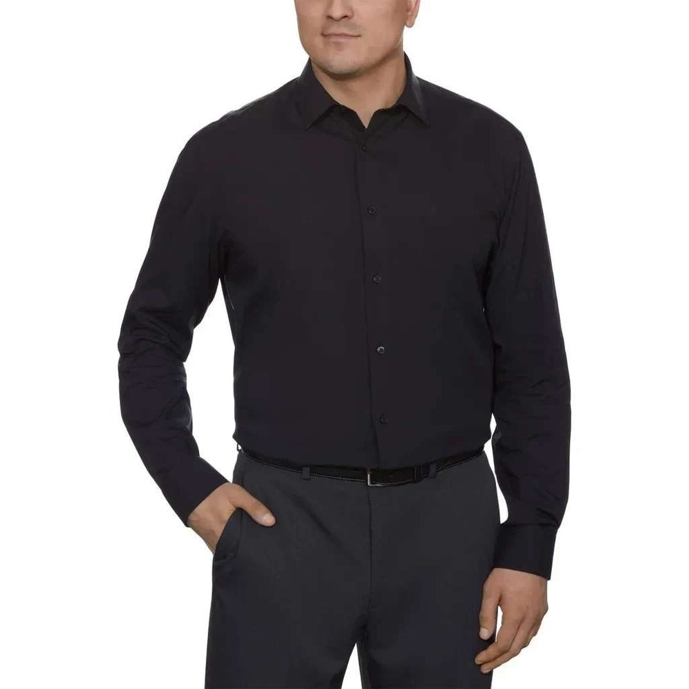 NWT Calvin Klein Dress Shirt Men's M Black Lyocell Active Performance Stretch
